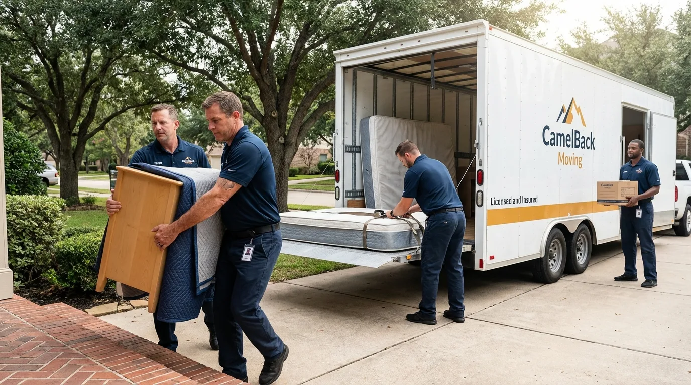 Crew loading residential truck for cross-state move from Petoskey, MI